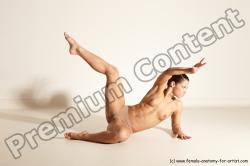 Nude Gymnastic poses Woman White Moving poses Athletic medium brown Dynamic poses Pinup